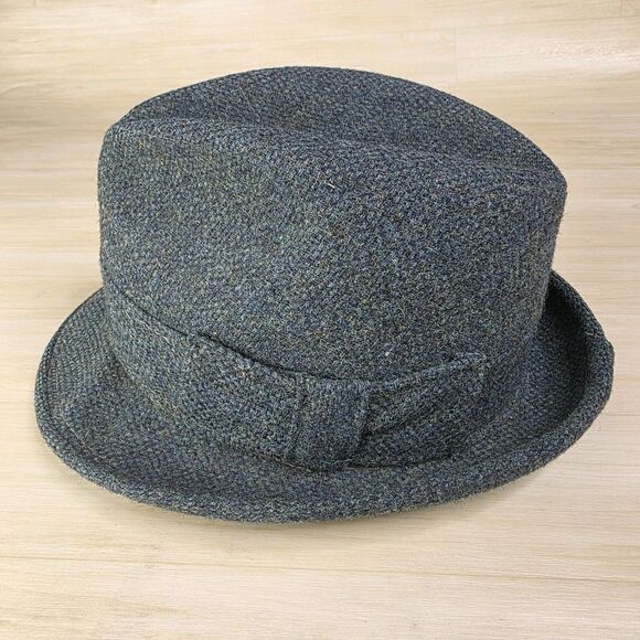 Vintage Tweed Wool Towncraft Fedora Hat Gray Size Small 6 3/4 - 6 7/8 - Picture 1 of 13